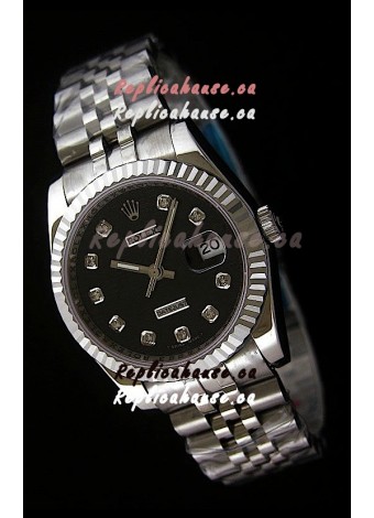 Rolex Datejust Mens Japanese Replica Watch in Black Dial