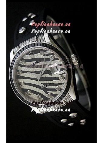 Rolex Datejust Mens Swiss Replica Leopard Watch in Diamand Markers