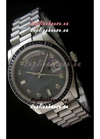 Rolex Day Date 2008 Swiss Replica Watch in Mop Black Dial