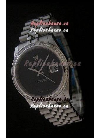 Rolex Datejust Swiss Replica Watch in Full Black Dial