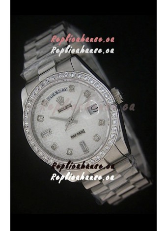 Rolex Day Date Just Japanese Replica Silver White Watch