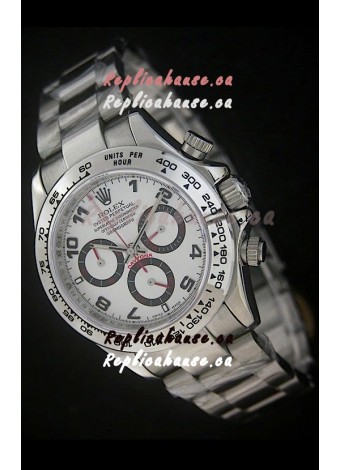 Rolex Daytona Japanese Replica Steel Watch in White Dial