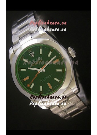 Rolex Oyster Perpetual Milgauss Swiss Replica Stainless Steel Watch in Black Dial