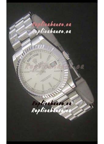 Rolex Day Date Just swiss Replica Silver White Watch 