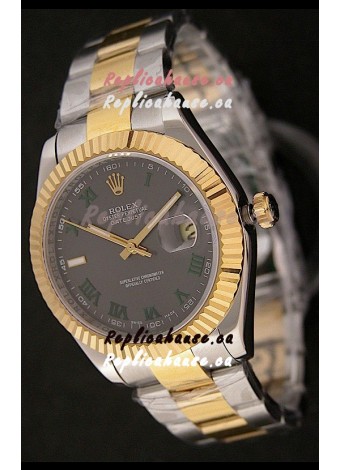 Rolex Day Date Just swiss Replica Two Tone Gold Watch in Grey Dial