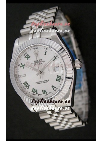 Rolex DateJust Japanese Replica Watch in Green Roman Hour Markers