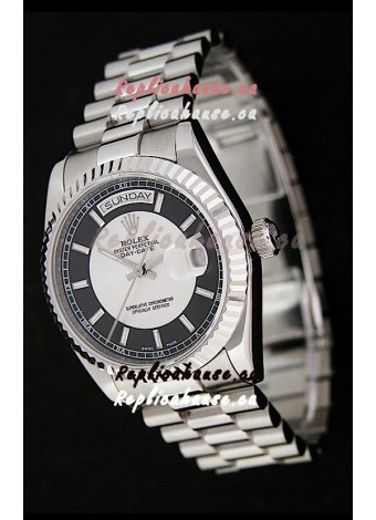 Rolex Day Date Just Japanese Replica Watch in Black & White Dial