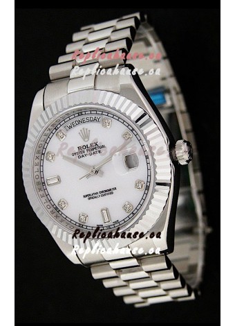 Rolex Oyster Perpetual Day Date Japanese Replica Watch in White Mother of Pearl Dial