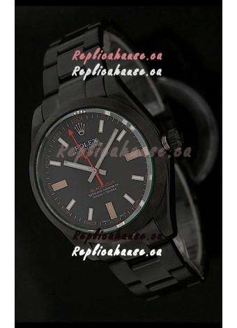 Rolex White Milgauss Black-Out Swiss Replica Watch in Orange Markers