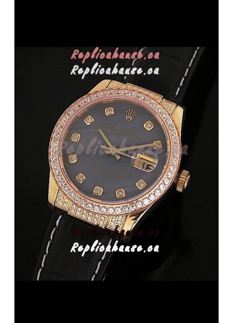 Rolex DateJust Swiss Mens Replica Yellow Gold Watch in Colorful Mother of Pearl Dial