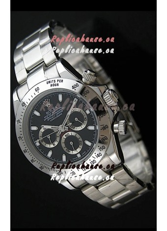 Rolex Daytona Japanese Replica Steel Watch in Black Dial