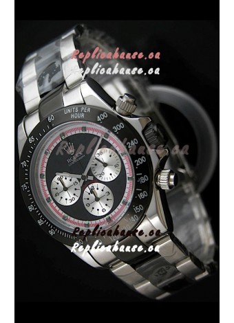 Rolex Daytona Cosmograph Swiss Replica Black PVD Watch in Silver Subdials 