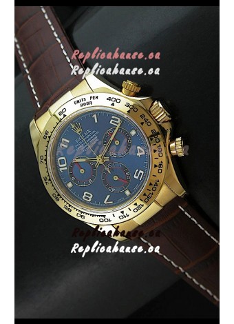 Rolex Daytona Cosmograph Swiss Replica Yellow Gold Watch in Blue Dial