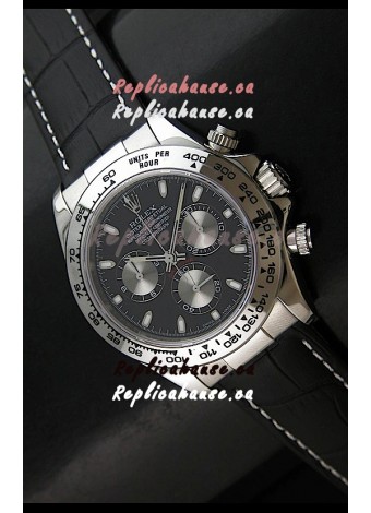 Rolex Daytona Cosmograph Swiss Replica Stainless Steel Watch in Black Dial
