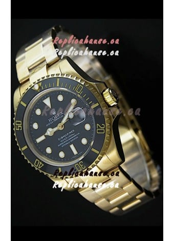 Rolex Submariner Swiss Gold Watch in Black Dial with Ceramic Bezel
