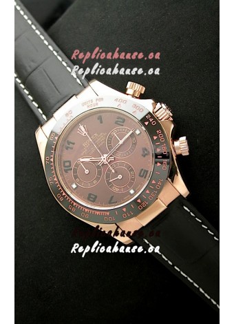 Rolex Daytona Cosmograph Swiss Rose Gold Replica Watch in Brown Dial