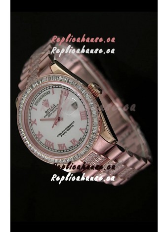 Rolex Oyster Perpetual Day Date Japanese Rose Gold Automatic Watch in Roman Markers