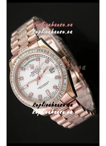 Rolex Oyster Perpetual Day Date Japanese Rose Gold Automatic Watch in Diamond Markers