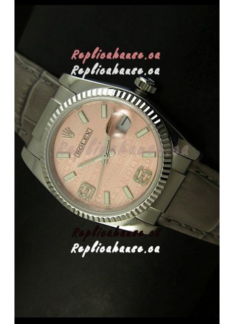 Rolex Replica Datejust Swiss Replica Watch - 37MM - Champange Dial/Grey Strap