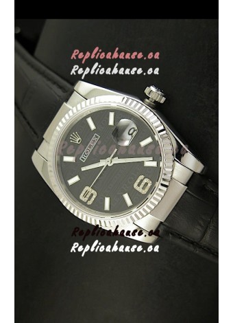 Rolex Replica Datejust Swiss Replica Watch - 37MM - Black Dial/Strap