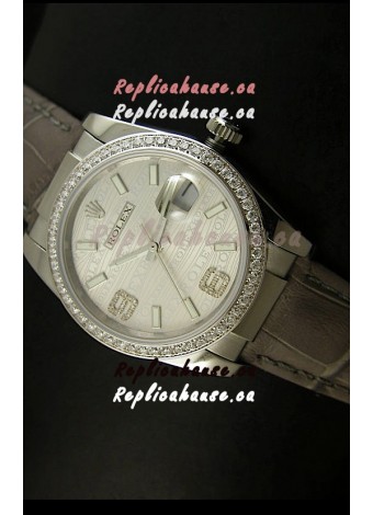Rolex Replica Datejust Swiss Replica Watch - 37MM - Grey Dial/Strap