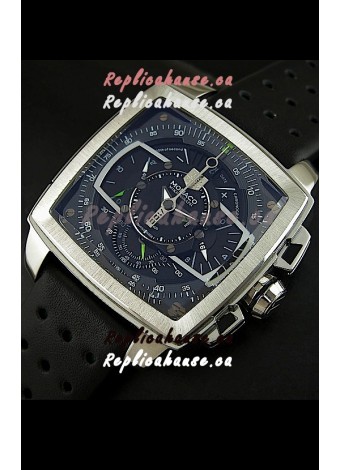 Tag Heuer Monaco Mikrograph Japanese Replica Watch in Black/Green Strap
