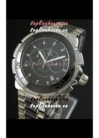 Tag Heuer Formula 1 Chronograph Swiss Replica Ceramic Ladies Watch in Black Dial