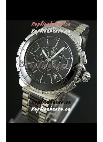 Tag Heuer Formula 1 Chronograph Swiss Replica Ceramic Ladies Watch in Diamond Bezel