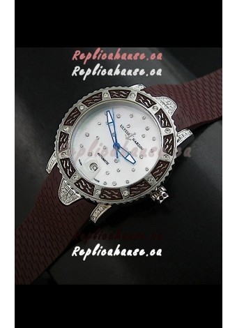 Ulysse Nardin Lady Diver White Starry Night Swiss Automatic Watch in Brown Strap