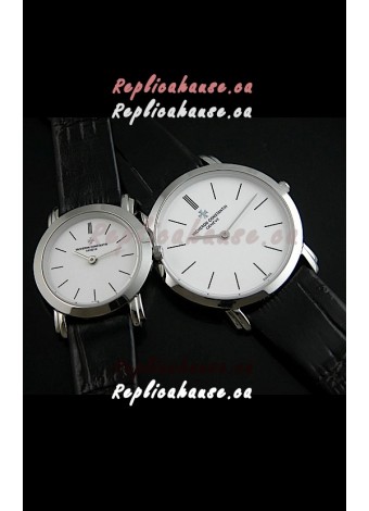 Vacheron Constantin Classical Couple Japanese Steel Watch in Leather Strap