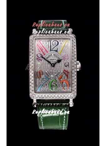 Franck Muller Long Island Color Dreams Ladies Swiss Watch in Green Strap