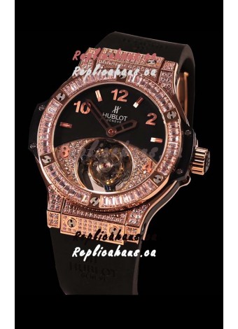 Hublot Tourbillon Solo Bang Sapphires Pink Gold Swiss Watch