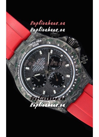 Rolex Daytona DiW Forged Cabon Casing 1:1 Mirror Replica with Red Strap 