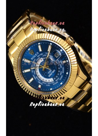Rolex SkyDweller Swiss Watch in 18K Yellow Gold Case - DIW Edition Blue Dial 