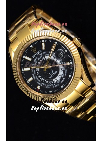 Rolex SkyDweller Swiss Watch in 18K Yellow Gold Case - DIW Edition Black Dial 