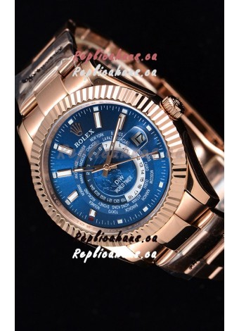 Rolex SkyDweller Swiss Watch in 18K Rose Gold Case - DIW Edition Deep Blue Dial 