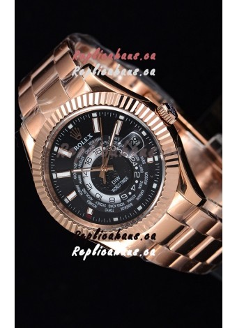 Rolex SkyDweller Swiss Watch in 18K Rose Gold Case - DIW Edition Black Dial 