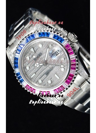 Rolex GMT Masters II Iced out Swiss watch with 904L Steel Case