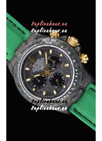 Rolex Daytona DiW Forged Cabon Casing 1:1 Mirror Replica with Green Nylon Strap 