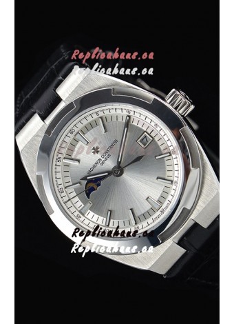 Vacheron Constantin Overseas MoonPhase Stainless Steel Swiss Watch in Black Strap