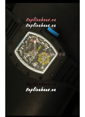 Richard Mille RM036 Jean Todt Forged Carbon Bezel Titanium Watch - All White/Blue Edition