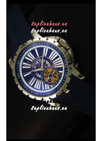Roger Dubuis Excalibur Tourbillon Watch Japanese Movement - Blue Dial