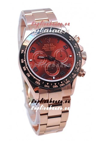 Rolex Daytona Chronograph MonoBloc Cerachrom Bezel Swiss Replica Rose Gold Plated Watch