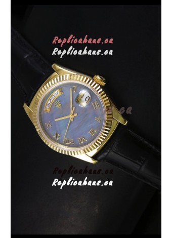 Rolex Day Date 36MM Yellow Gold Swiss Replica Watch - Blue MOP Dial