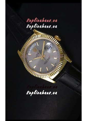 Rolex Day Date 36MM Yellow Gold Swiss Replica Watch - Grey Dial