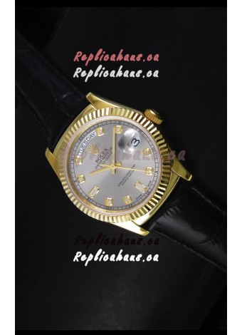 Rolex Day Date 36MM Yellow Gold Swiss Replica Watch - Grey Dial
