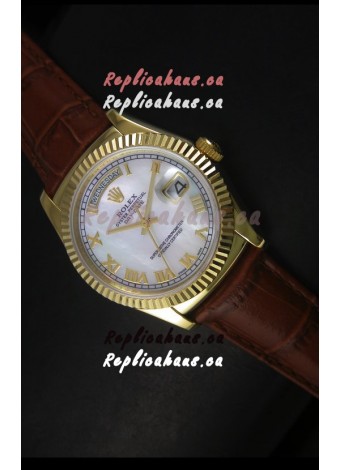 Rolex Day Date 36MM Yellow Gold Swiss Replica Watch - White MOP Dial