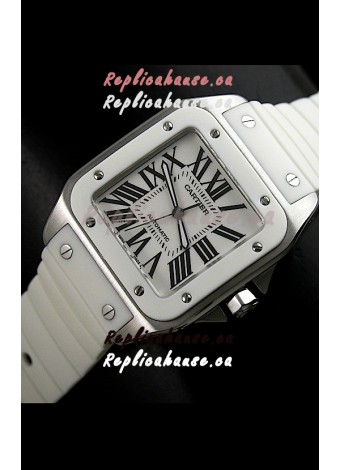 Cartier Santos Swiss Replica Automatic Watch in White Dial