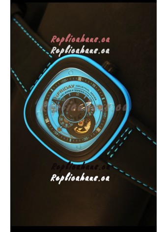SevenFriday P-32 Black and Blue with Original Miyota 82S7 Movement - 1:1 Mirror Quality