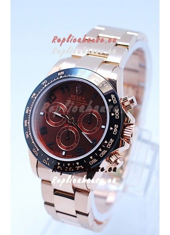 Rolex Daytona Chronograph MonoBloc Cerachrom Bezel Swiss Replica Watch in Brown Dial